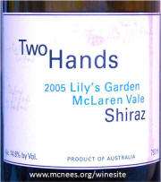 Two Hands Lily's Garden McLaren Vale Shiraz 2005 label