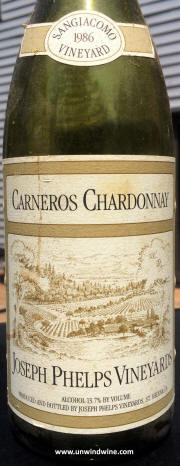 Joseph Phelps Sangiacomo Vineyard Carneros Chardonnay 1986