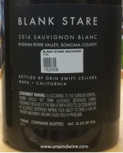 Orin Swift "Blanc Stare" Sonoma RRV Sauvignon Blanc 2016 Rear Label