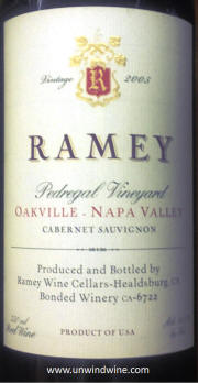 Ramey Napa Valley Pedregal Vineyard Cabernet Sauvignon 2005