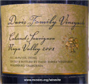 Davis Family Vineyards Napa Valley Cabernet Sauvignon 2001 label
