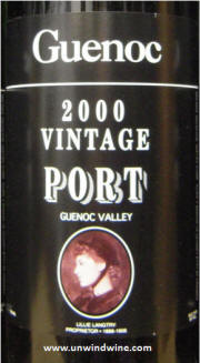 Guenoc Guenoc Valley Vintage Port 2000 label