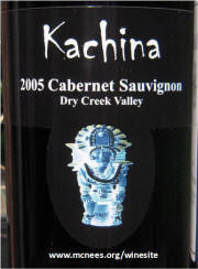 Kachina Sonoma Dry Creek Valley Cabernet Sauvignon 2005 label