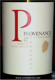 Provenance Vineyards Napa Valley Carneros Merlot 2001