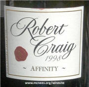 Robert Craig Affinity Cabernet Sauvignon 1998 label