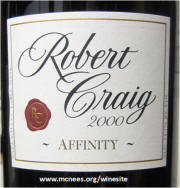 Robert Craig Affinity Napa Valley Cabernet Sauvignon 2000 label