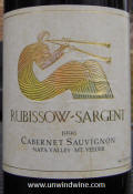 Rubissow-Sargent Napa Valley Mt Veeder Cabernet Sauvignon 1996