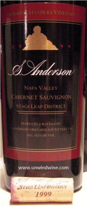 S Anderson Stags Leap District Napa Valley Cabernet Sauvignon 1999