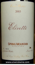 Spring Mountain Vineyard Elivette Red Wine 2003