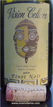 Vision Cellars Chileno Valley Vineyard Marin County Pinot Noir 2004