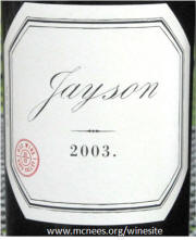 Pahlmeyer Jason Red Wine 2003 Label