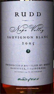 Rudd Sauvignon Blanc 2005 label