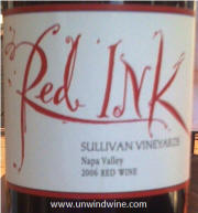 Sullivan vineyards Red Ink red wine blend 2006