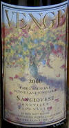 Venge Penny Lane Family  Reserve Sangiovese 2000