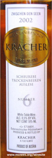 Kracher #6 Zwischen Den Seen Scheurebe TBA 2002