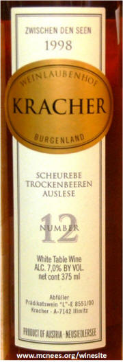 Kracher Scheurebe #12 TBA 1998 label