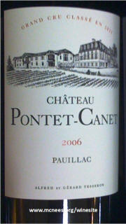 Pontet Canet 2006 label