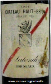 Chateau Haut Brion 1921 label