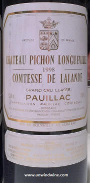 Chateau Pichon Lalande 1998 Label