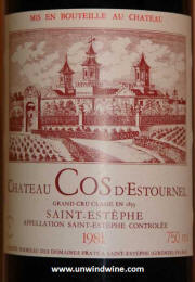 Chateau Cos d' Estournel 1981 label on McNees.org/winesite