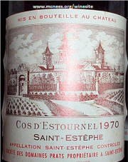 Chateau Cos d Estournel St Estephe 1970 label