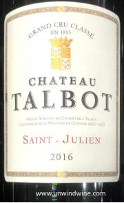 Chateau Talbot 2016 label