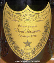 Moet Chandon Dom Perignon 1998 champaign label