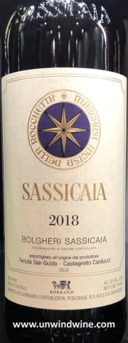 San Guido Sassicaia 2018 label