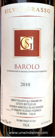 Silvio Grasso Barolo 2010 label
