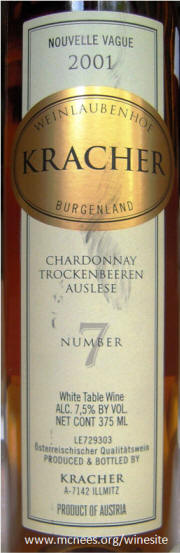 Kracher Chardonnay TBA #7 2001 label 