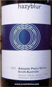 HazyBlurSouth Australia Adelaine Plains Shiraz 2002 