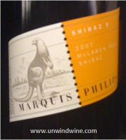 Marquis Philips 9 McLaren Vale Shiraz 2007 label