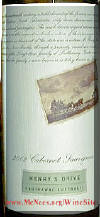 Henry's Drive Padthaway Cabernet Sauvignon 2002 Label on McNees.org/winesite