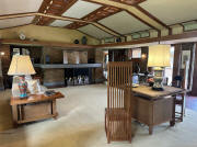 Frank Lloyd Wright Allen House WIchita Living Room Fireplace Couch Floorlamp