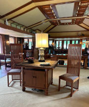 Frank Lloyd Wright Allen House WIchita Living Room Lamp Table Chairs