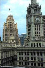 Tribune Tower and Wrigley Building from Trump Tower Terrace