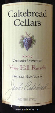 Cakebread Cellars Vine Hill Ranch Oakville Napa Valley Cabernet Sauvignon 2009