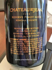 Chateau St Jean Reserve Sonoma Coast Pinot Noir 2104&nbsp;