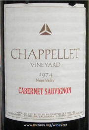 Chappellet Napa Valley Cabernet Sauvignon 1974 magnum 