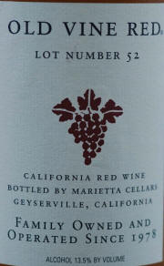 Marietta Cellars Old Vine Red Lot Number 52 