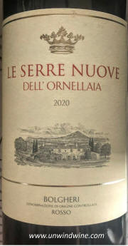 Dell' Ornellaia Le Serre Nuove 2020 label