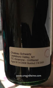 Michael Schwartz Home-vinted Chateau Schwartz Lewisboro Valley York Amarone 2008