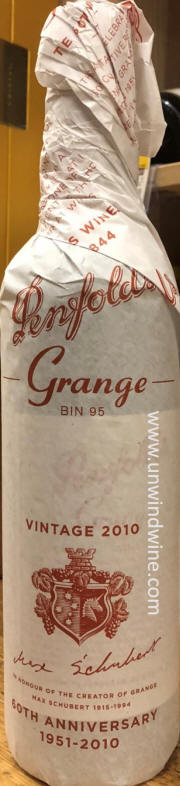 Penfold's Grange 2010 Twentieth Anniverary Bottle