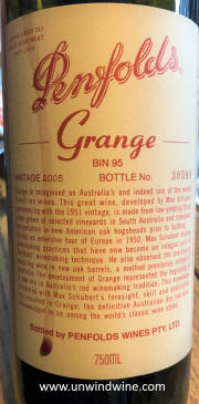 Penfolds Grange 2005 label