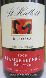 St Hallett Gamekeepers Reserve 2008 Barossa Shiraz Grenache Touriga