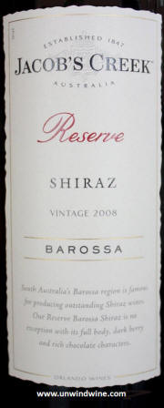 Jacobs Creek Barossa Shiraz Reserve 2008