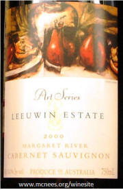 Leeuwin Estate Margaret River Art Series Cabernet 2000 label