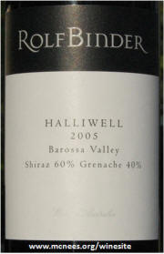 RolfBinder Haliwell Shiraz Grenache 2005