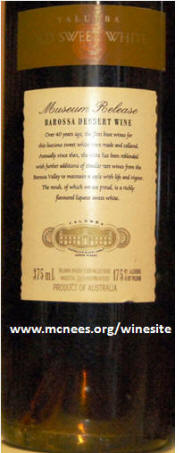 Yalumba Old Sweet White Museum Release n.v. label