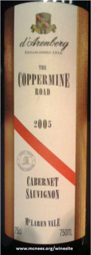 d'Arenberg Coppermine Road Cabernet Sauvignon 2005